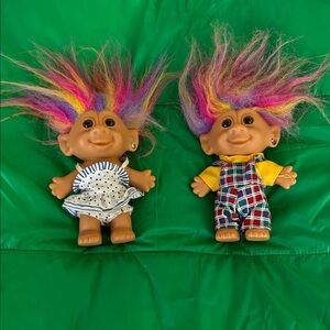 vtg . Colorful Troll Dolls Set
